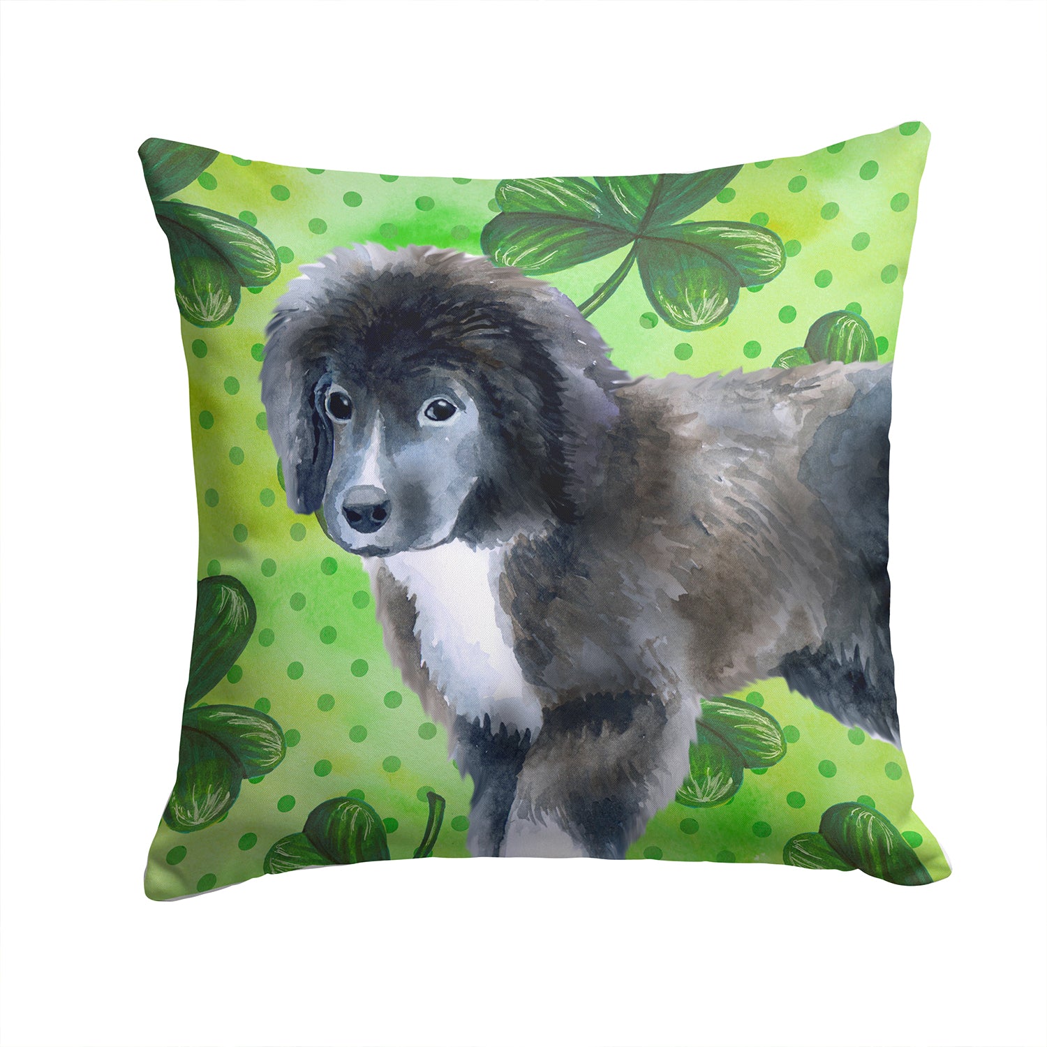 Newfoundland Puppy St Patrick's Fabric Decorative Pillow BB9873PW1414 - the-store.com