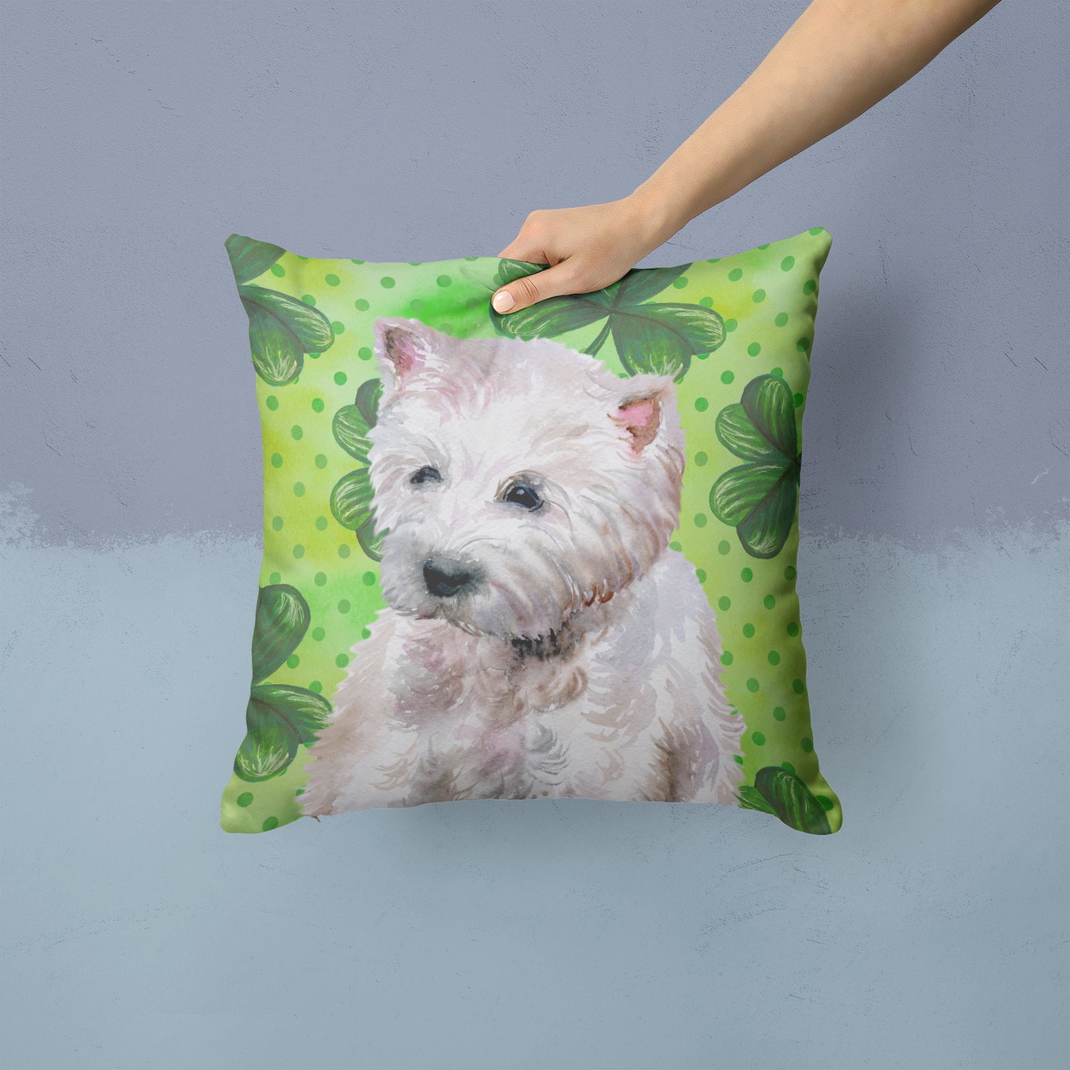 Westie St Patrick's Fabric Decorative Pillow BB9875PW1414 - the-store.com