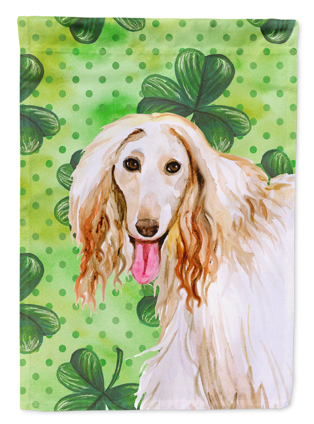 Afghan Hound St Patrick's Flag Canvas House Size BB9876CHF  the-store.com.