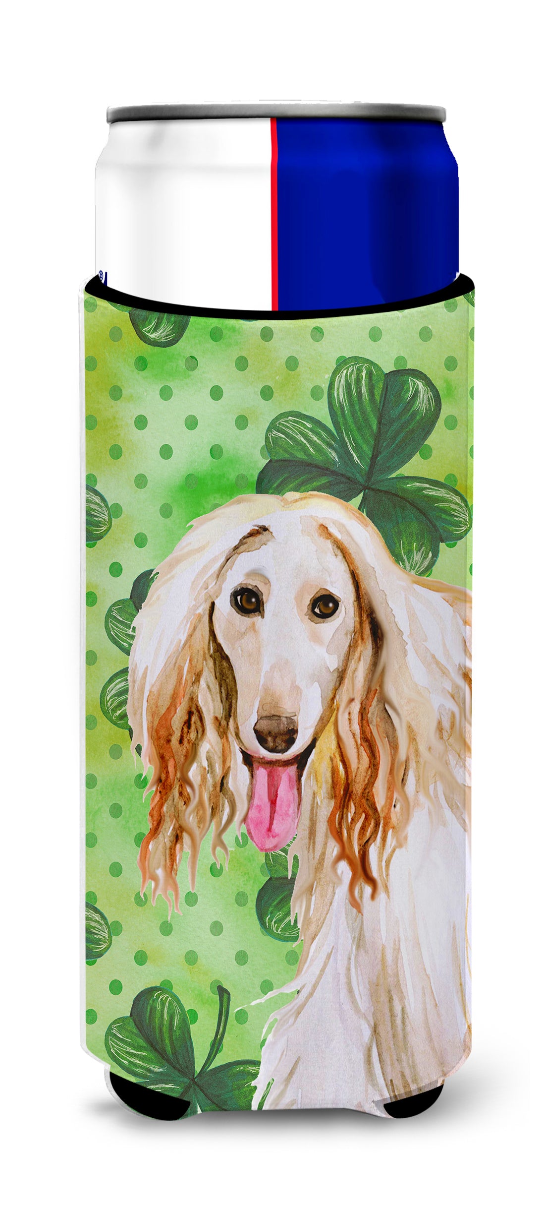 Afghan Hound St Patrick's  Ultra Hugger for slim cans BB9876MUK  the-store.com.