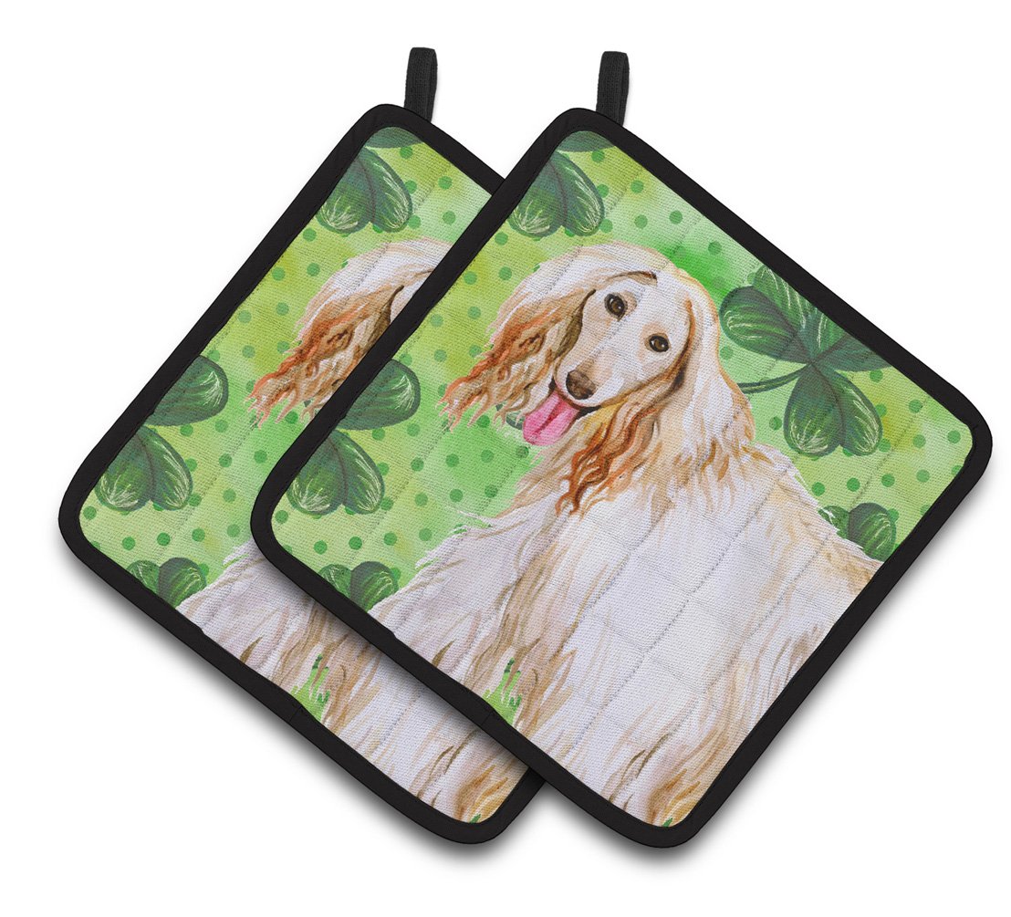 Afghan Hound St Patrick's Pair of Pot Holders BB9876PTHD by Caroline's Treasures