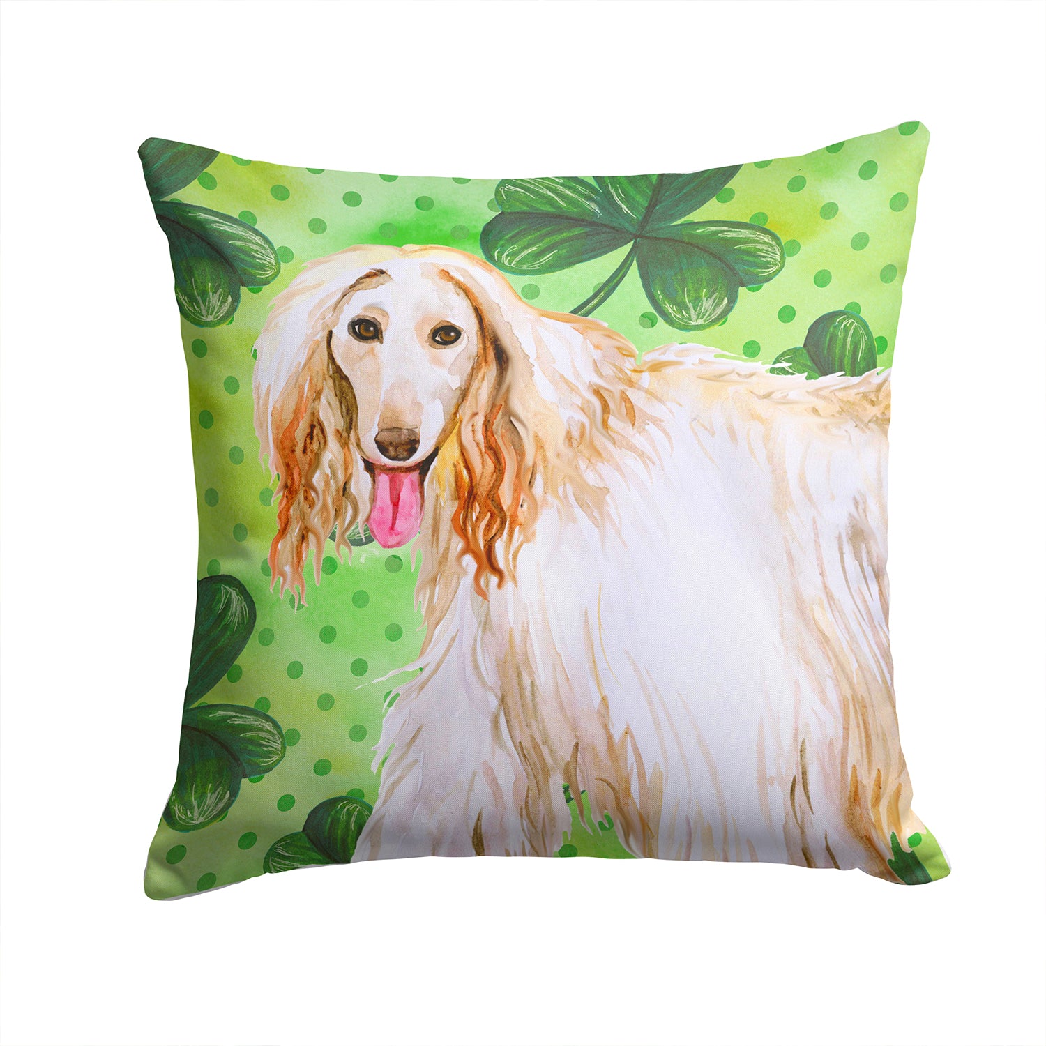 Afghan Hound St Patrick's Fabric Decorative Pillow BB9876PW1414 - the-store.com