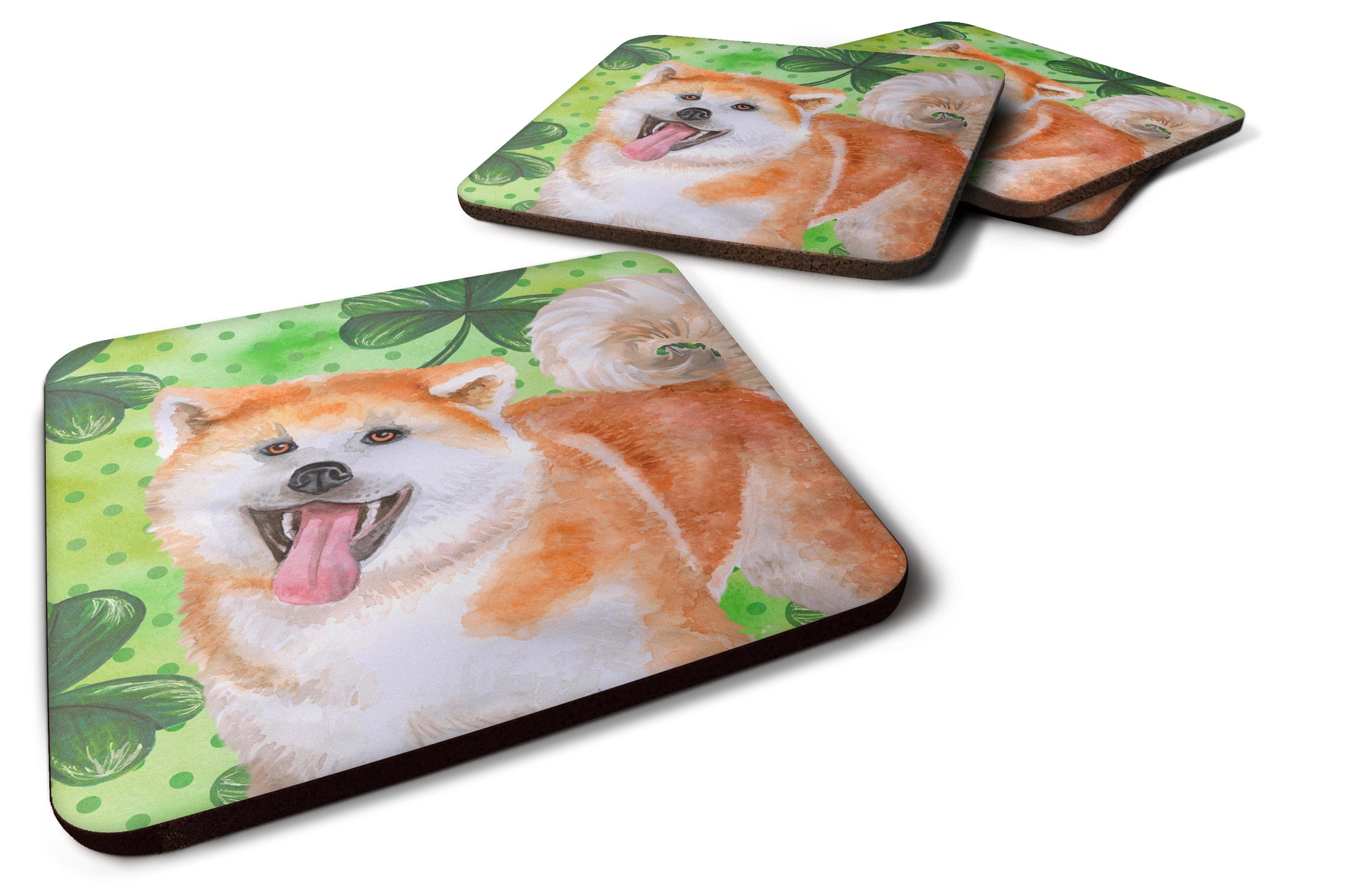 Akita St Patrick's Foam Coaster Set of 4 BB9877FC - the-store.com