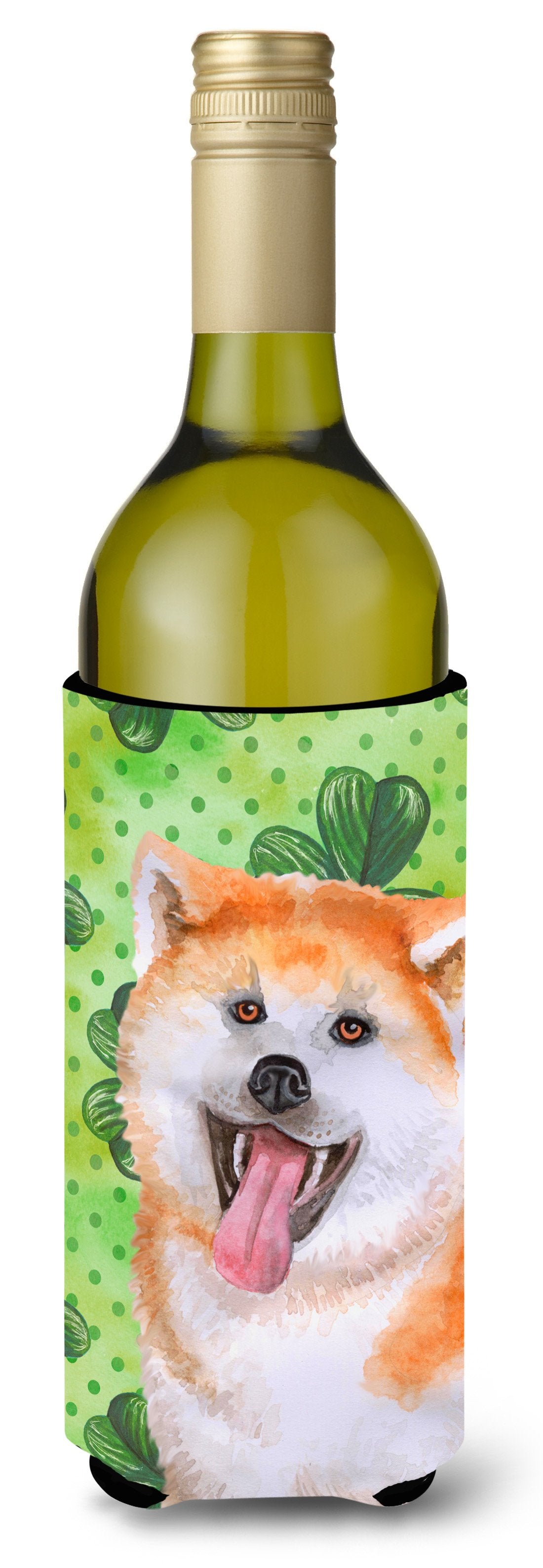 Akita St Patrick&#39;s Wine Bottle Beverge Insulator Hugger BB9877LITERK by Caroline&#39;s Treasures