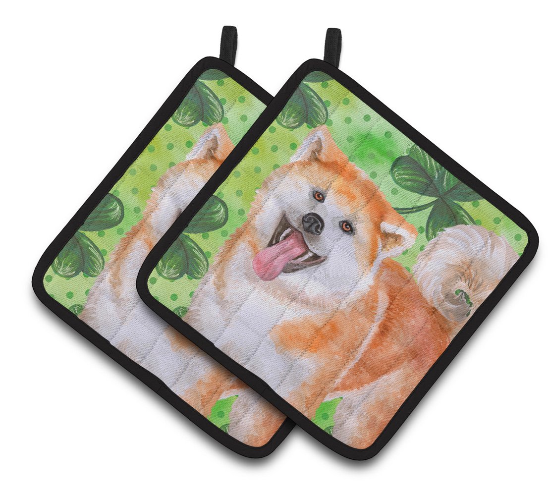 Akita St Patrick&#39;s Pair of Pot Holders BB9877PTHD by Caroline&#39;s Treasures