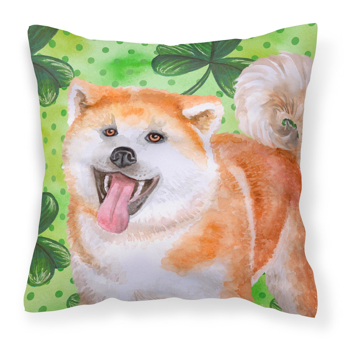 Akita St Patrick's Fabric Decorative Pillow BB9877PW1818 by Caroline's Treasures