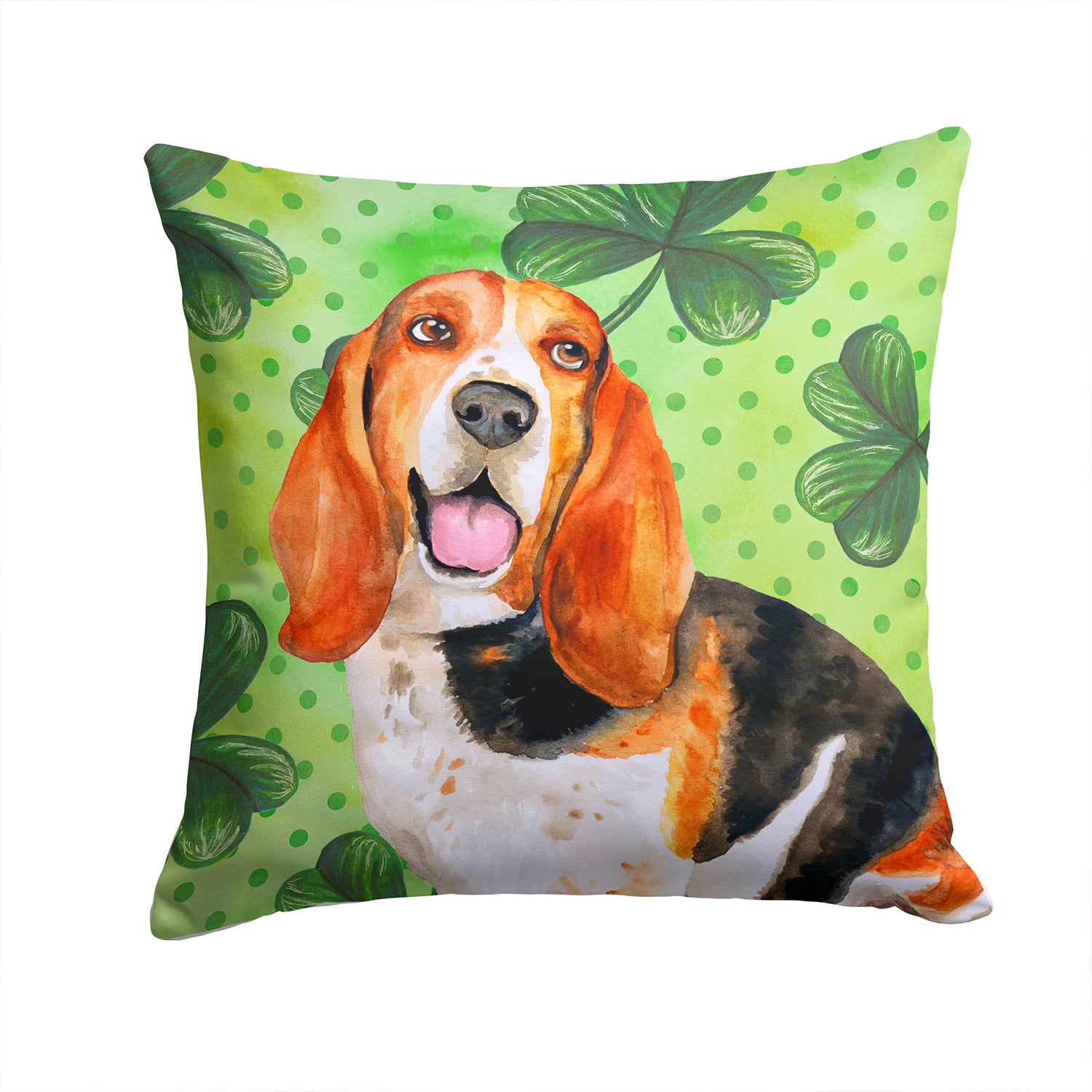 Basset Hound St Patrick's Fabric Decorative Pillow BB9878PW1414 - the-store.com