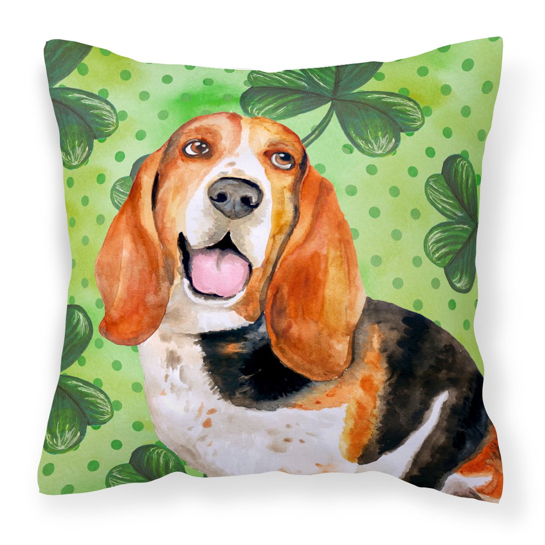 Basset Hound St Patrick's Fabric Decorative Pillow BB9878PW1818 by Caroline's Treasures