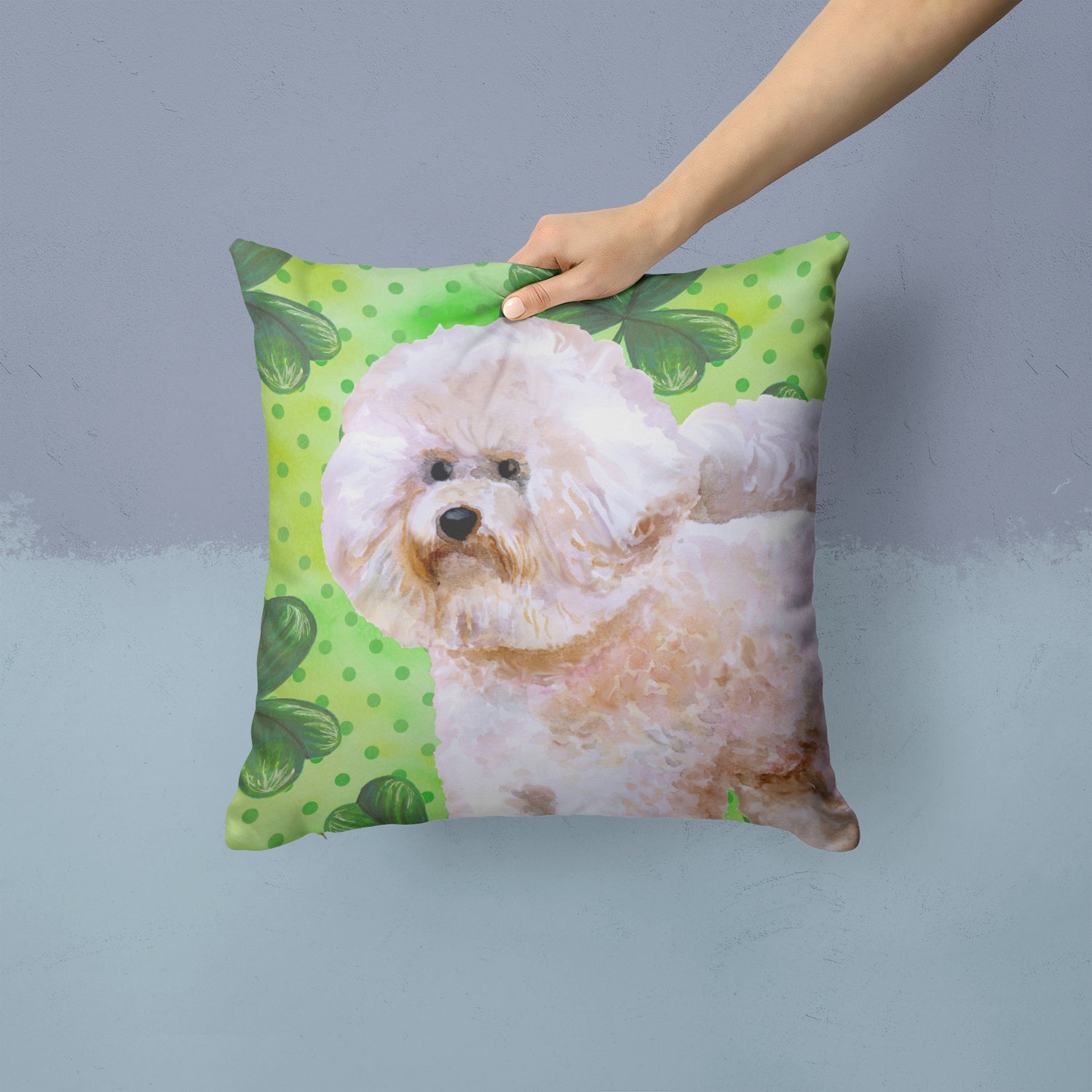 Bichon Frise #2 St Patrick's Fabric Decorative Pillow BB9879PW1414 - the-store.com