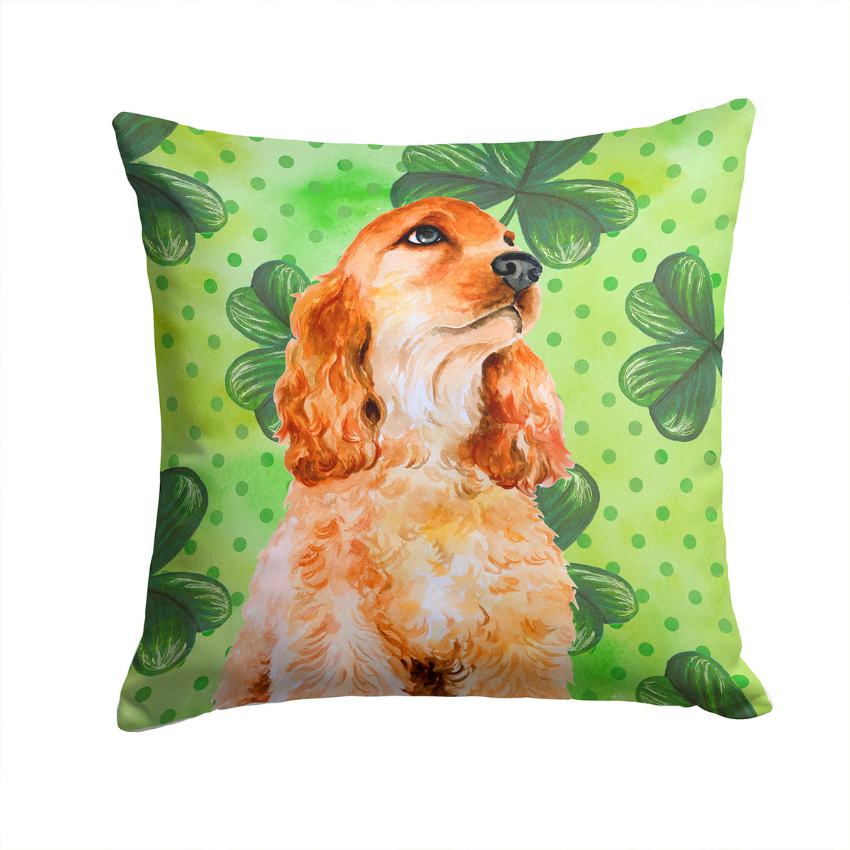 Cocker Spaniel St Patrick&#39;s Fabric Decorative Pillow BB9880PW1414 - the-store.com