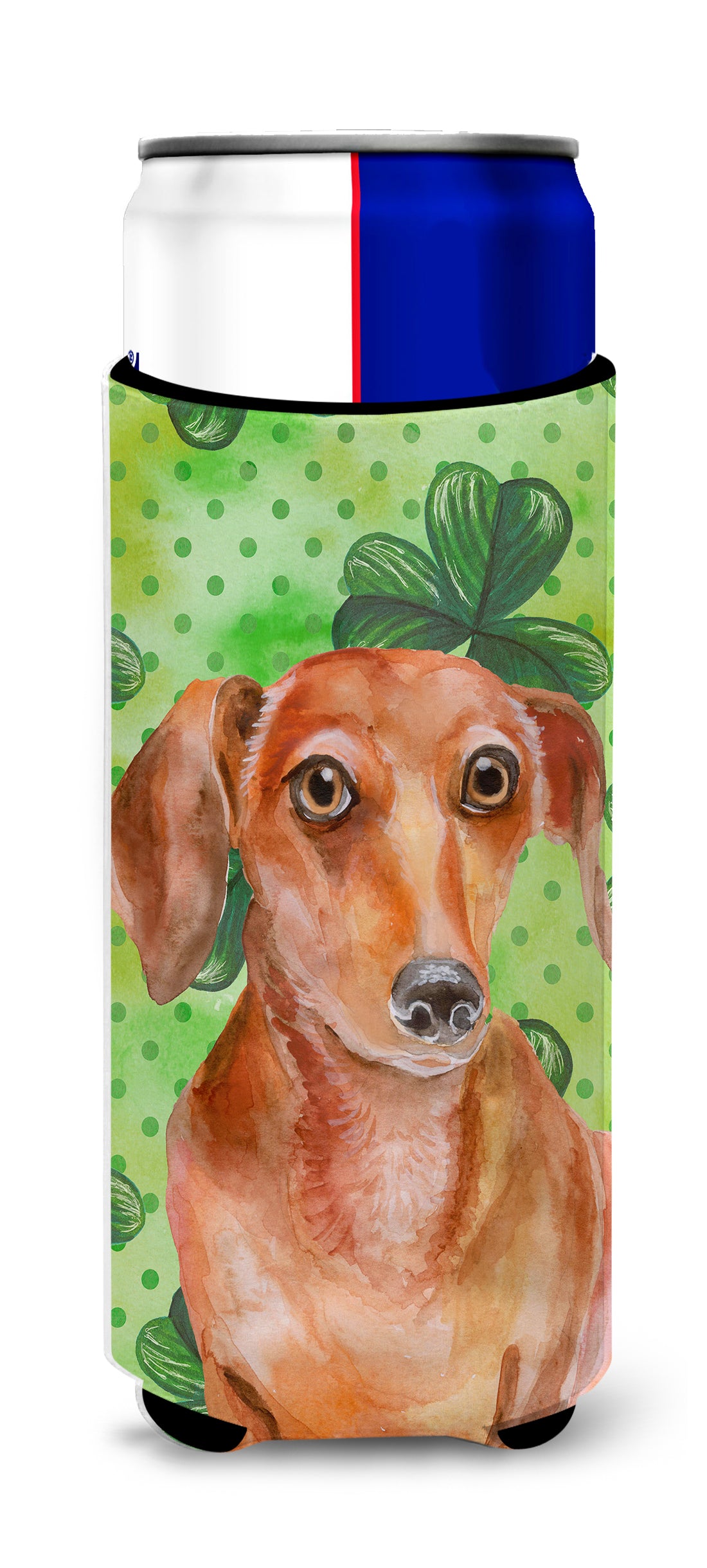 Red Dachshund St Patrick&#39;s  Ultra Hugger for slim cans BB9881MUK  the-store.com.
