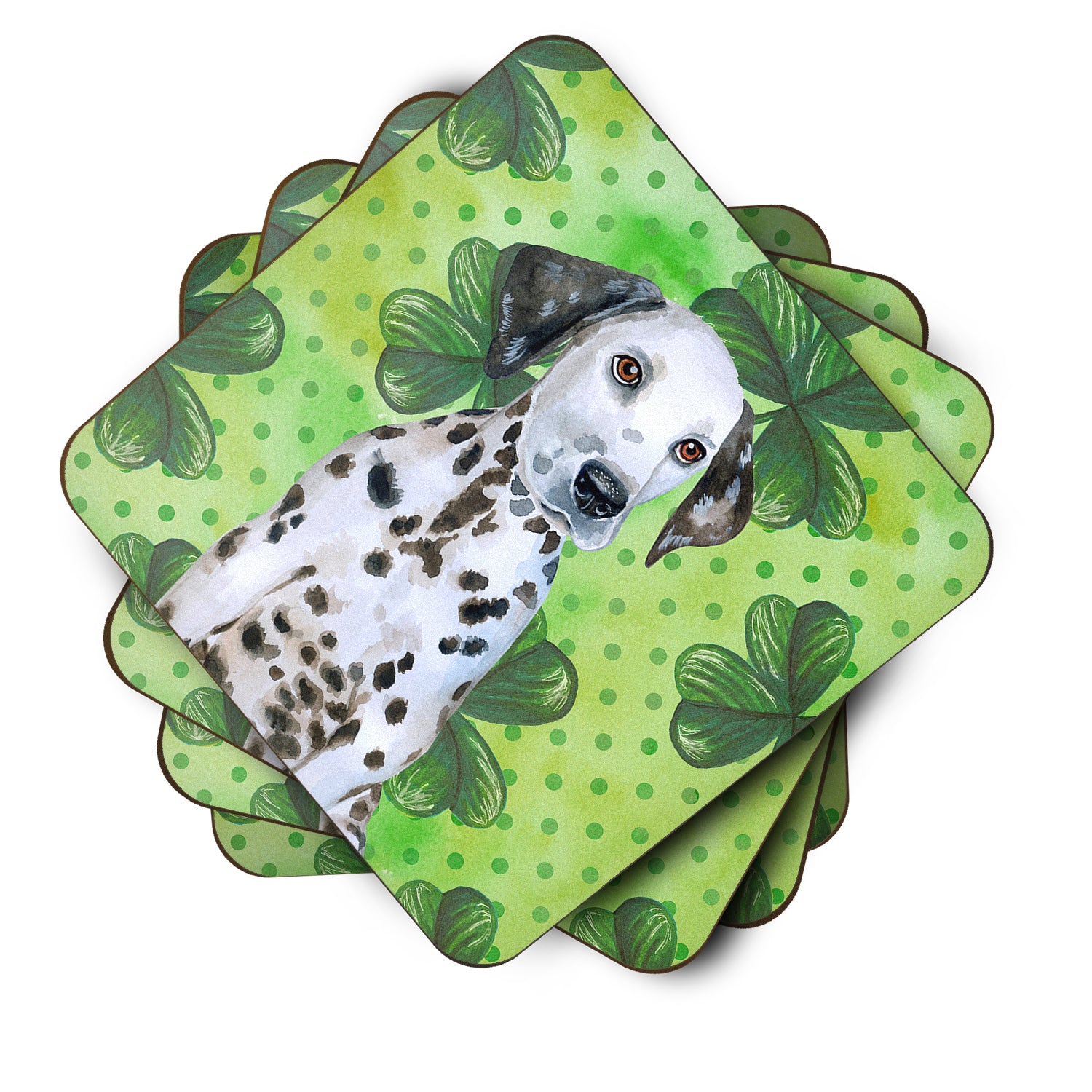 Dalmatian Puppy St Patrick's Foam Coaster Set of 4 BB9882FC - the-store.com