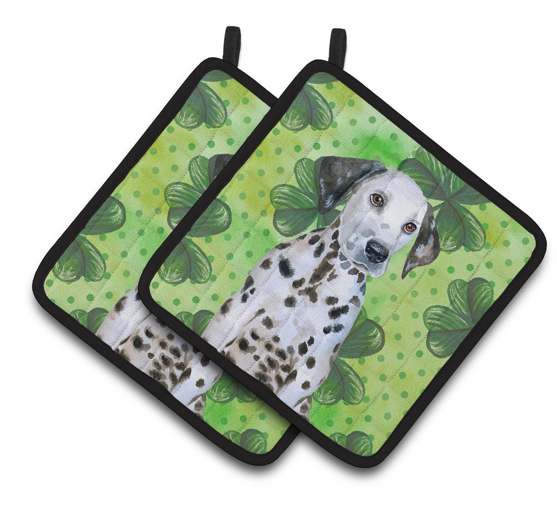 Dalmatian Puppy St Patrick&#39;s Pair of Pot Holders BB9882PTHD by Caroline&#39;s Treasures