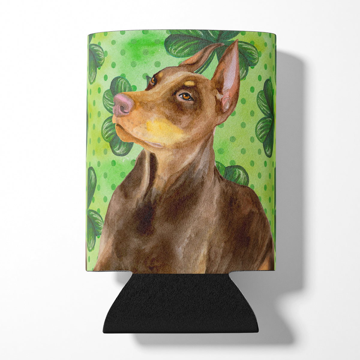 Doberman Pinscher St Patrick&#39;s Can or Bottle Hugger BB9883CC  the-store.com.