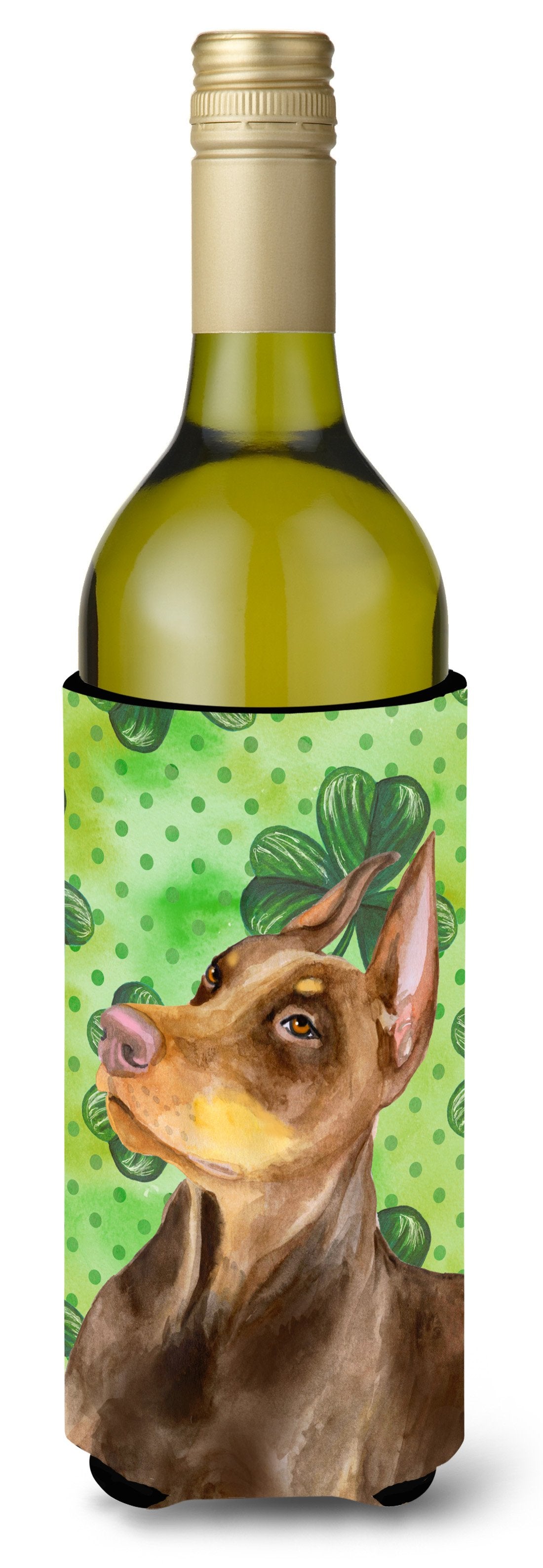 Doberman Pinscher St Patrick's Wine Bottle Beverge Insulator Hugger BB9883LITERK by Caroline's Treasures