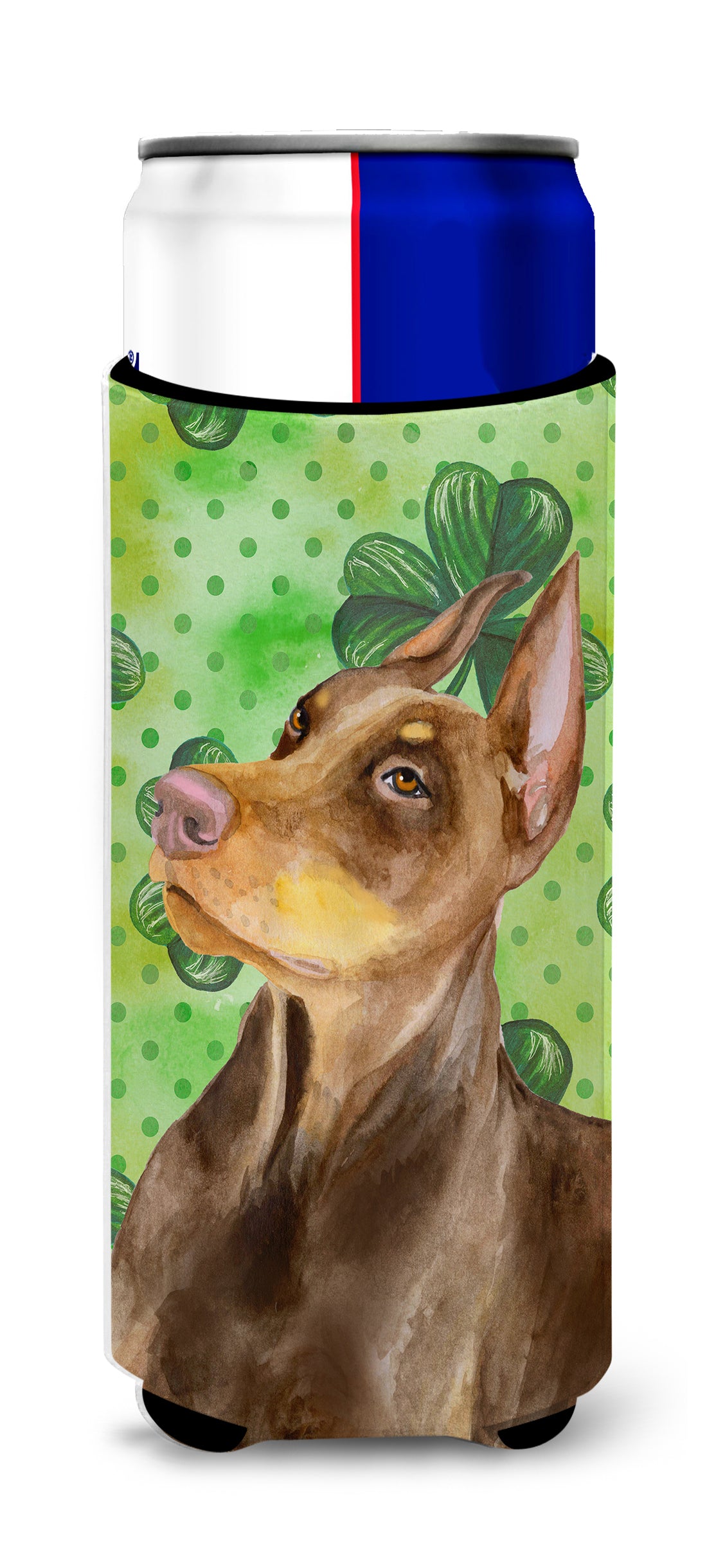 Doberman Pinscher St Patrick's  Ultra Hugger for slim cans BB9883MUK  the-store.com.