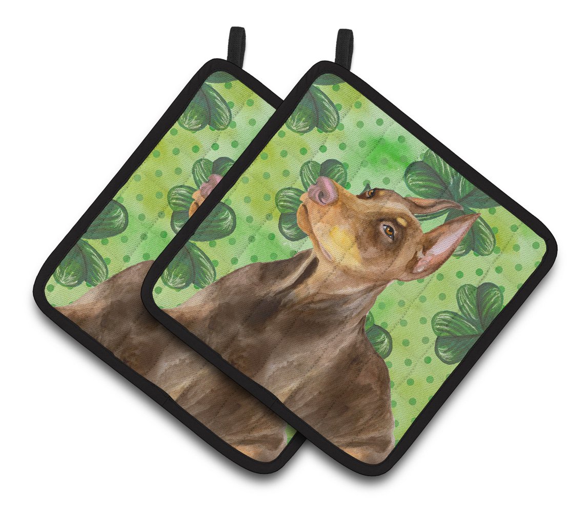 Doberman Pinscher St Patrick's Pair of Pot Holders BB9883PTHD by Caroline's Treasures