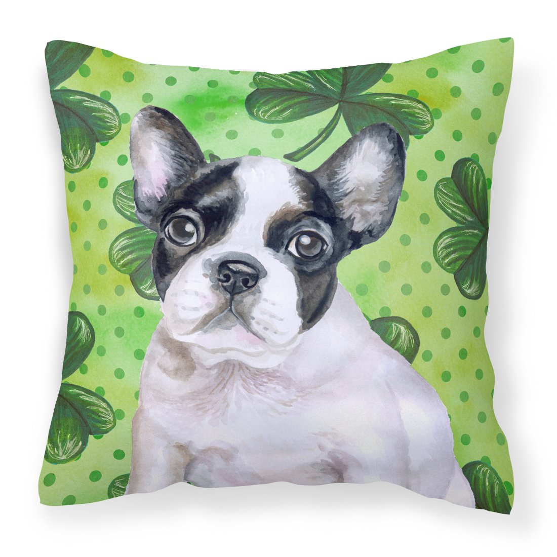 French Bulldog Black White St Patrick's Fabric Decorative Pillow BB9884PW1818 by Caroline's Treasures