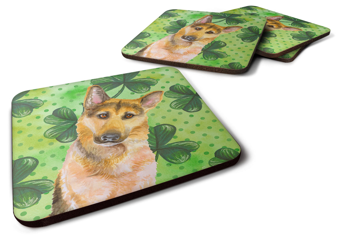 German Shepherd #2 St Patrick&#39;s Foam Coaster Set of 4 BB9885FC - the-store.com