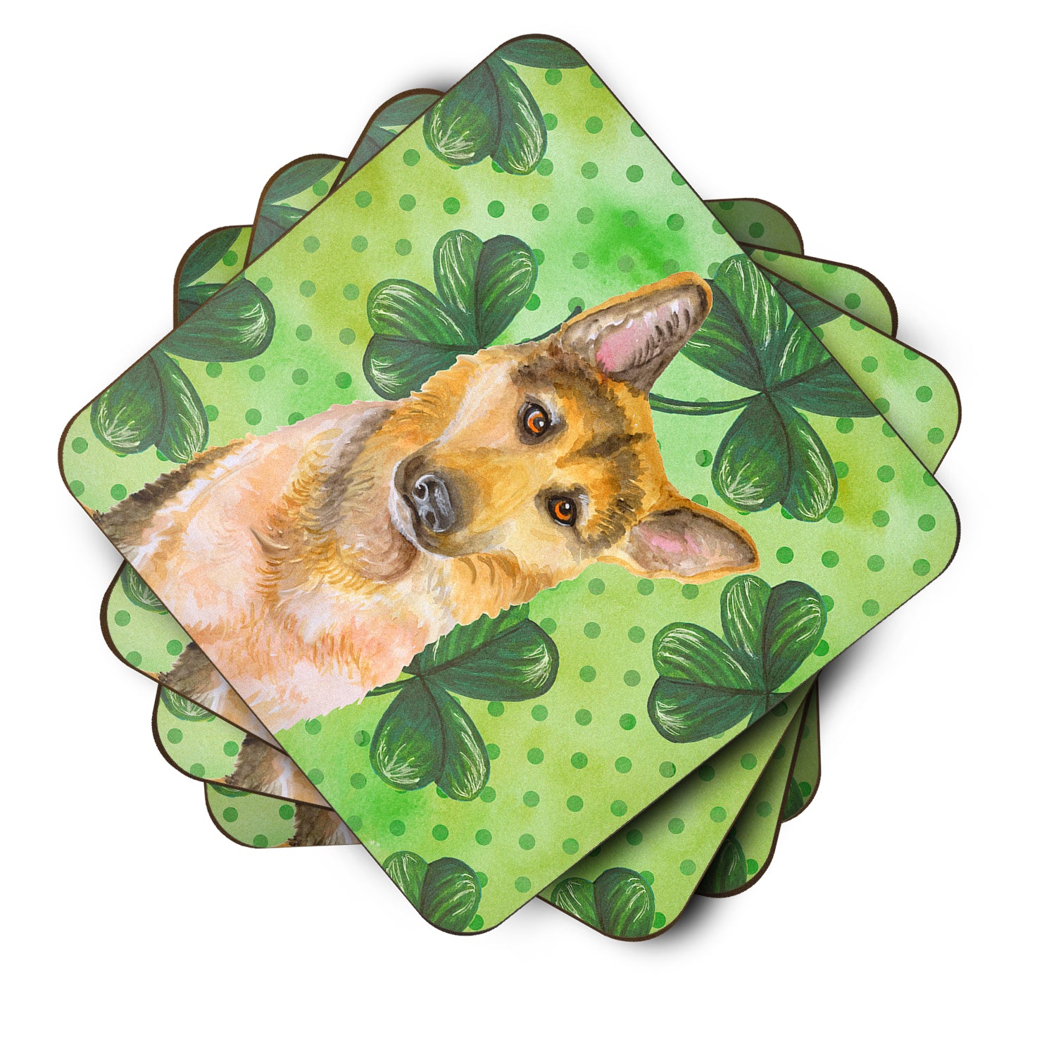 German Shepherd #2 St Patrick's Foam Coaster Set of 4 BB9885FC - the-store.com