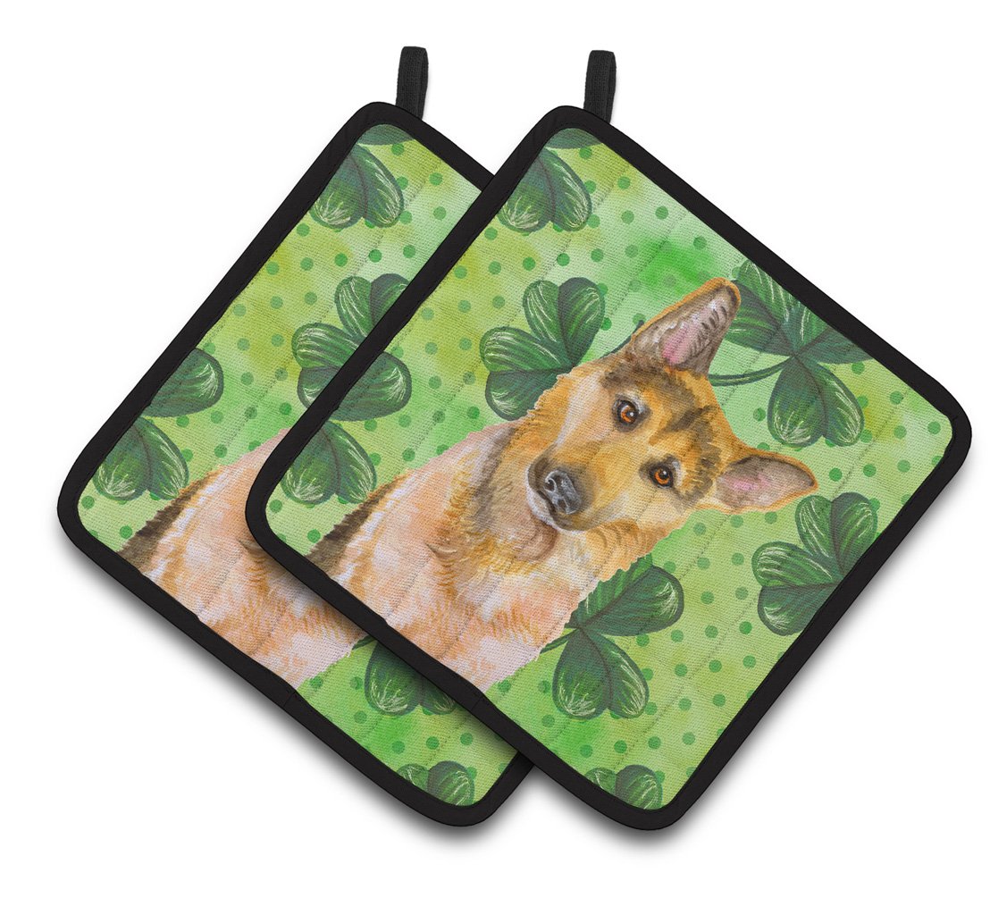 German Shepherd #2 St Patrick's Pair of Pot Holders BB9885PTHD by Caroline's Treasures