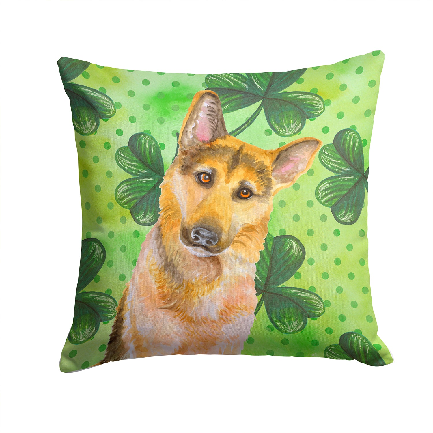 German Shepherd #2 St Patrick's Fabric Decorative Pillow BB9885PW1414 - the-store.com