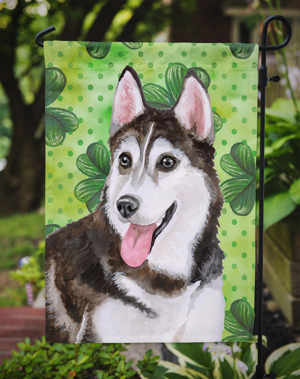 Siberian Husky #2 St Patrick's Flag Garden Size BB9886GF  the-store.com.