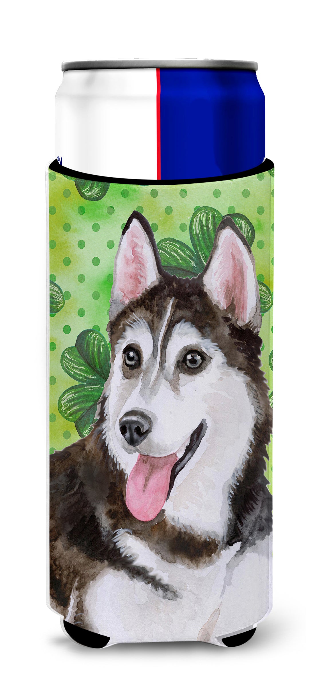 Siberian Husky #2 St Patrick's  Ultra Hugger for slim cans BB9886MUK  the-store.com.