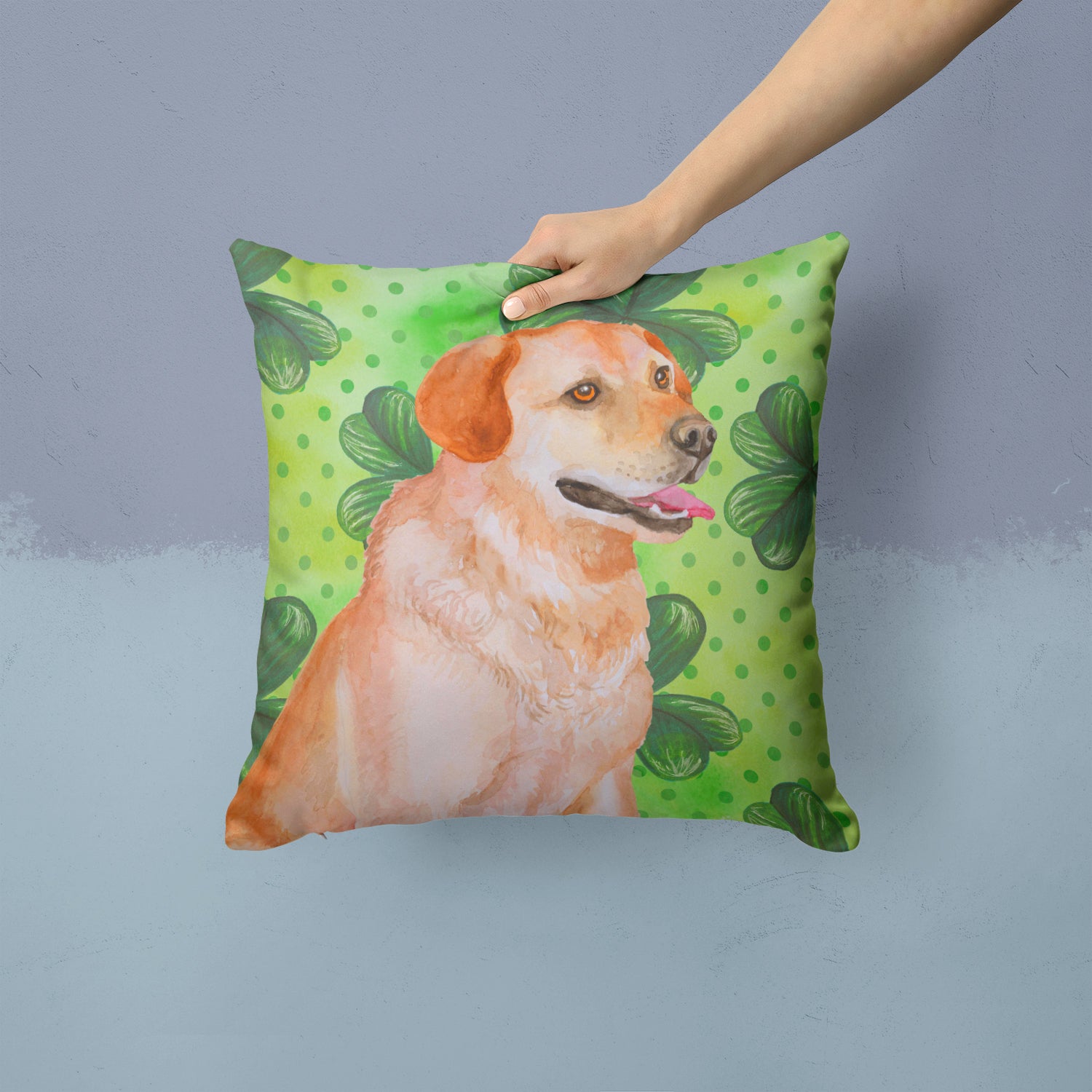 Labrador Retriever St Patrick's Fabric Decorative Pillow BB9888PW1414 - the-store.com