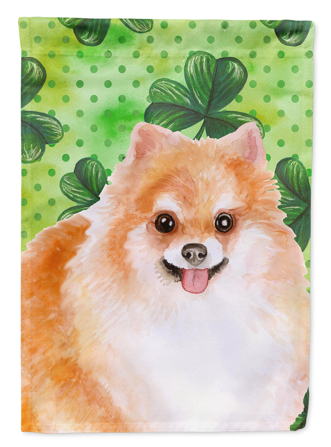 Pomeranian #2 St Patrick's Flag Canvas House Size BB9890CHF  the-store.com.