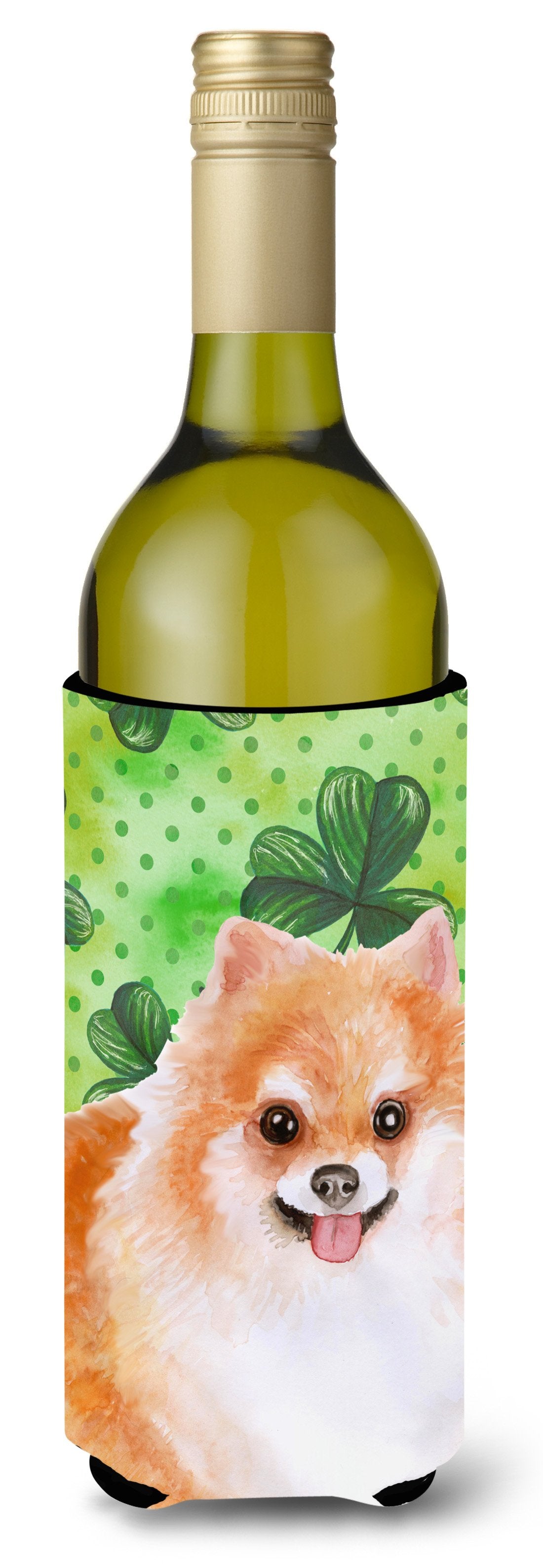 Pomeranian #2 St Patrick's Wine Bottle Beverge Insulator Hugger BB9890LITERK by Caroline's Treasures