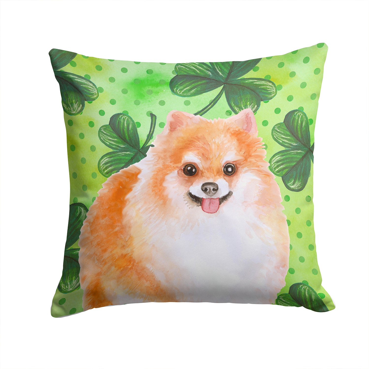 Pomeranian #2 St Patrick's Fabric Decorative Pillow BB9890PW1414 - the-store.com