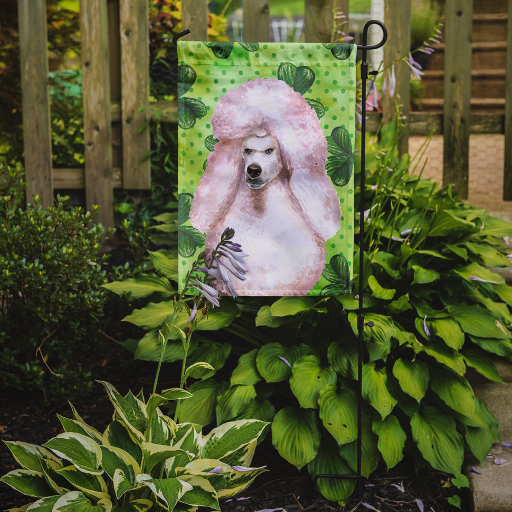 White Standard Poodle St Patrick's Flag Garden Size BB9891GF  the-store.com.