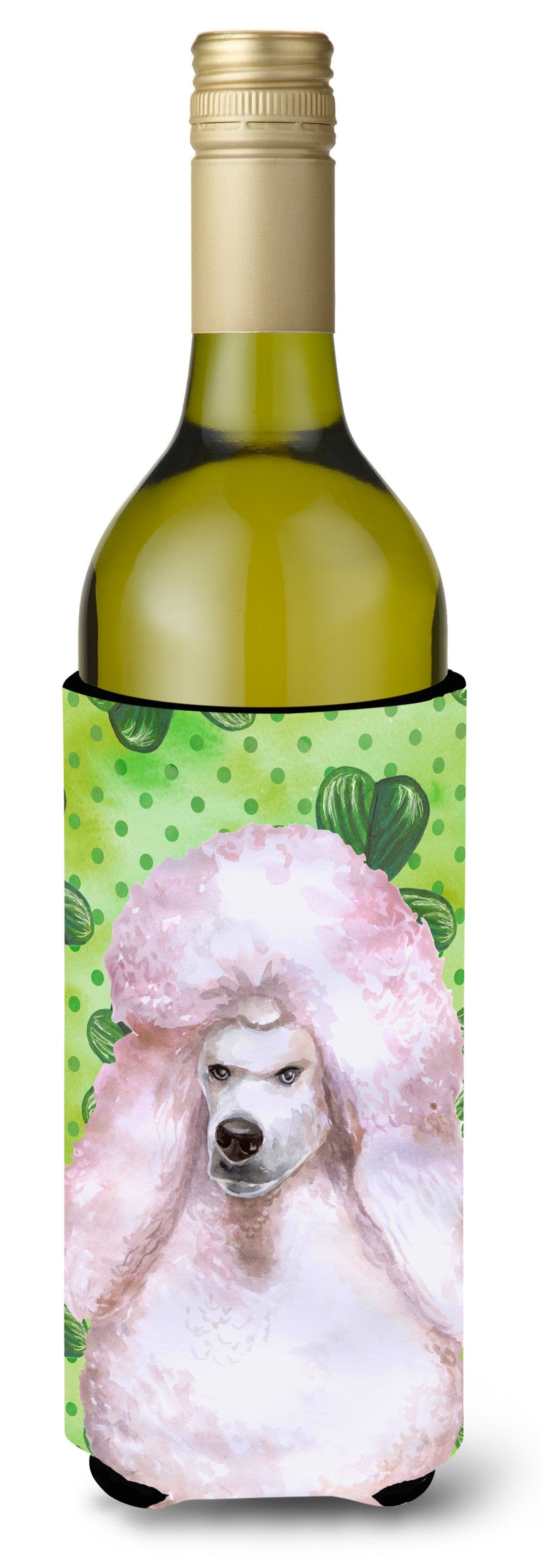 White Standard Poodle St Patrick's Wine Bottle Beverge Insulator Hugger BB9891LITERK by Caroline's Treasures