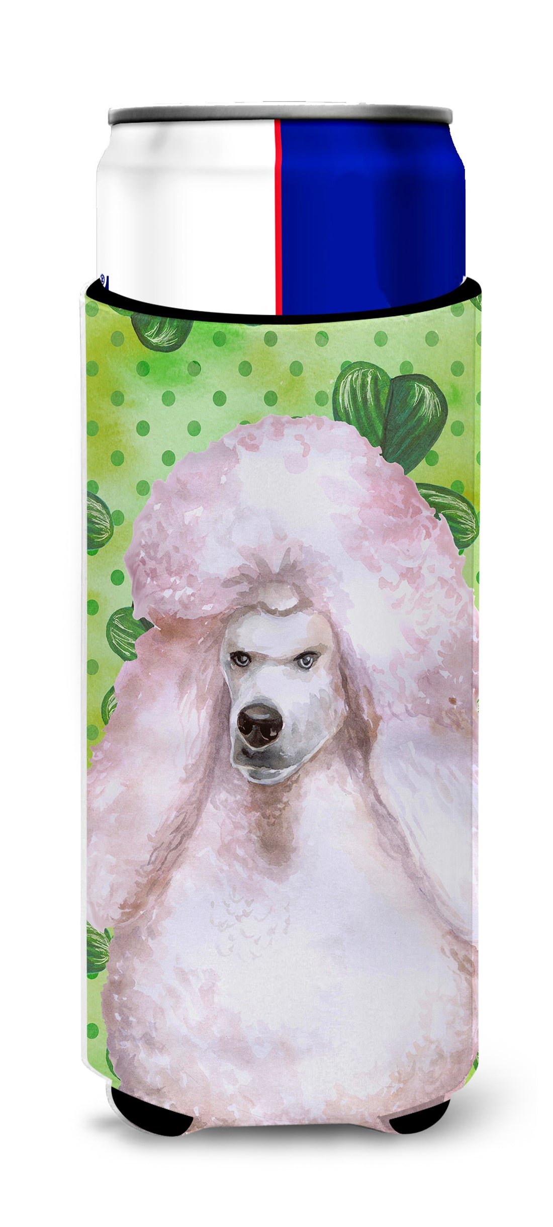 White Standard Poodle St Patrick's  Ultra Hugger for slim cans BB9891MUK  the-store.com.