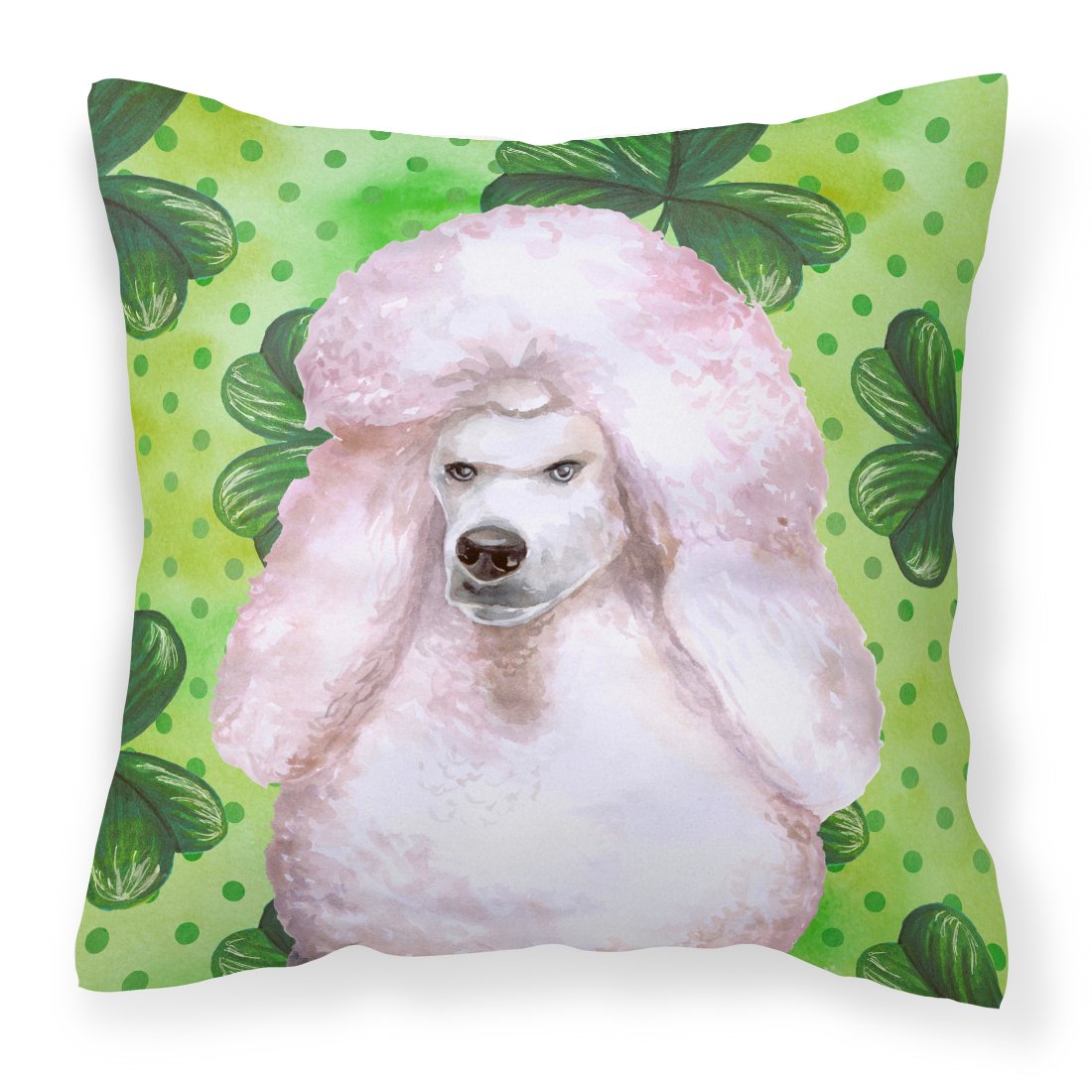 White Standard Poodle St Patrick's Fabric Decorative Pillow BB9891PW1818 by Caroline's Treasures