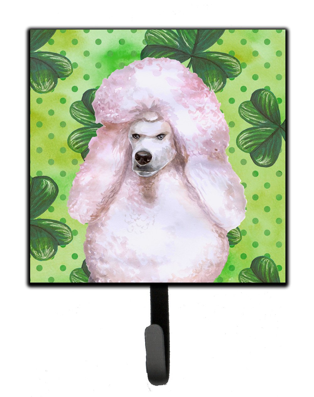 White Standard Poodle St Patrick&#39;s Leash or Key Holder BB9891SH4 by Caroline&#39;s Treasures