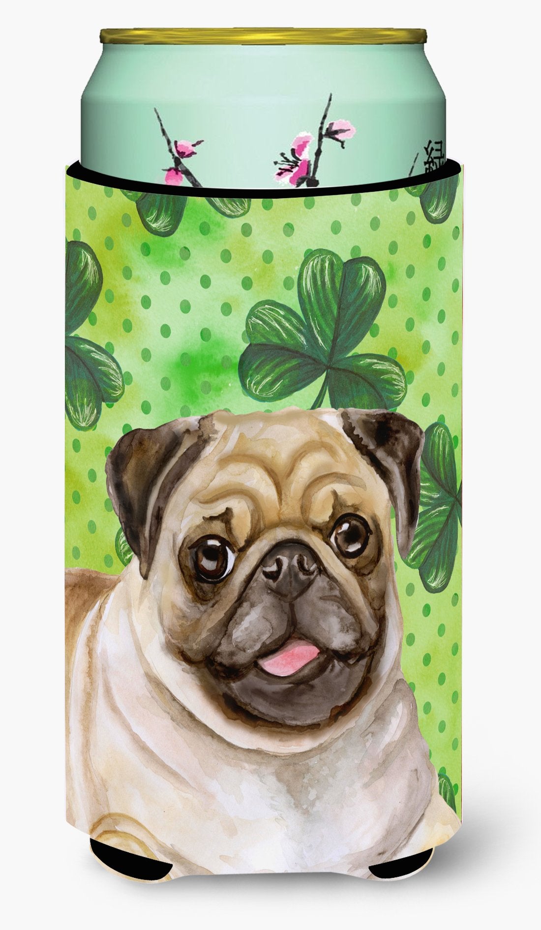 Fawn Pug St Patrick's Tall Boy Beverage Insulator Hugger BB9892TBC by Caroline's Treasures