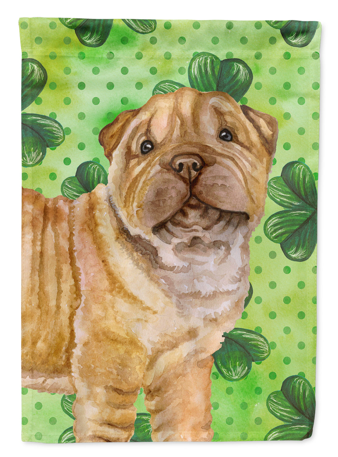 Shar Pei Puppy St Patrick's Flag Canvas House Size BB9893CHF  the-store.com.