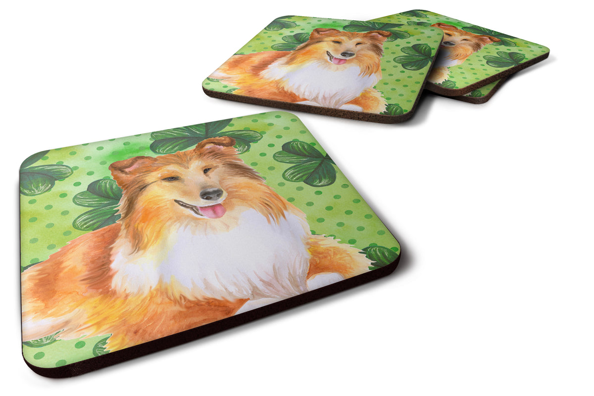 Sheltie St Patrick&#39;s Foam Coaster Set of 4 BB9894FC - the-store.com