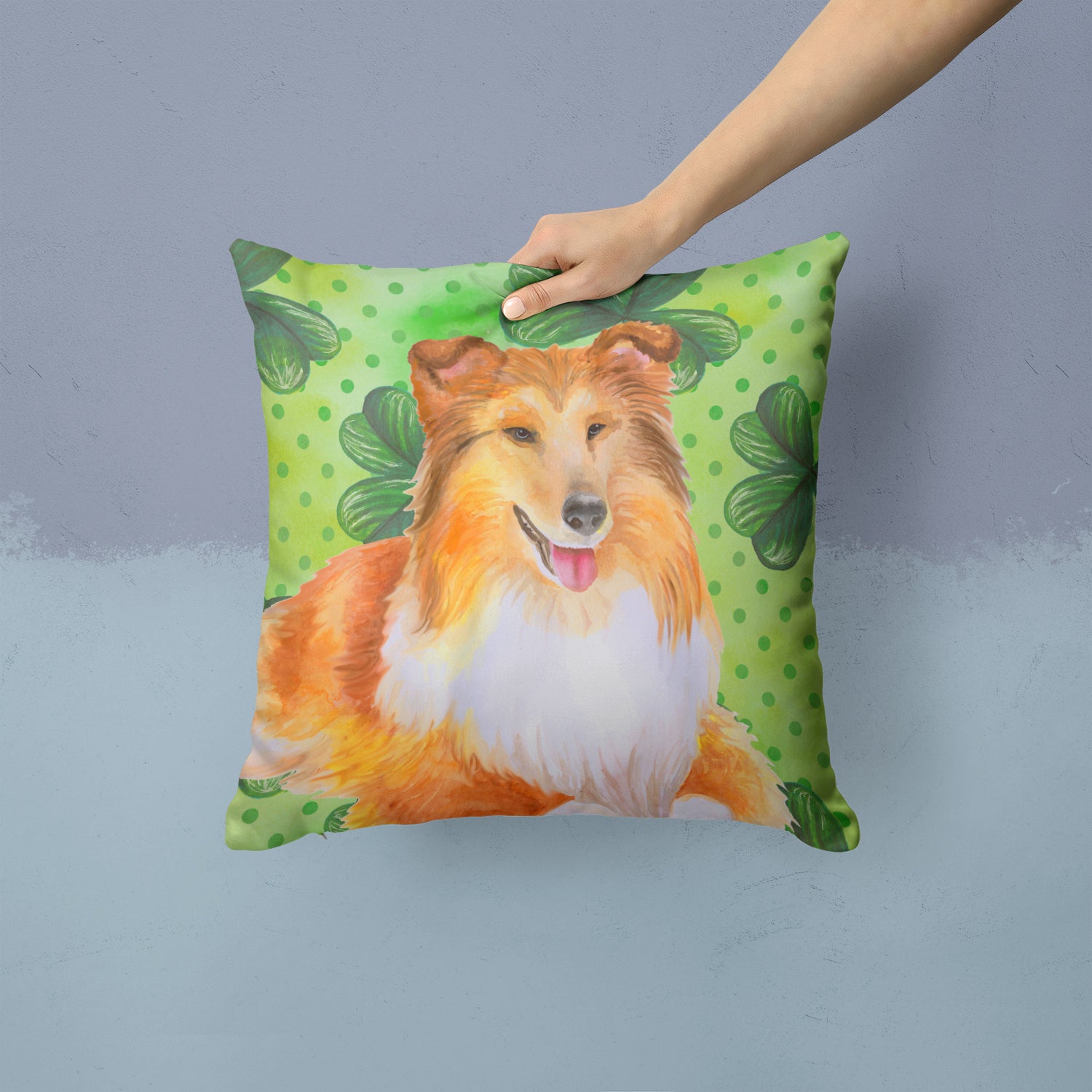 Sheltie St Patrick's Fabric Decorative Pillow BB9894PW1414 - the-store.com