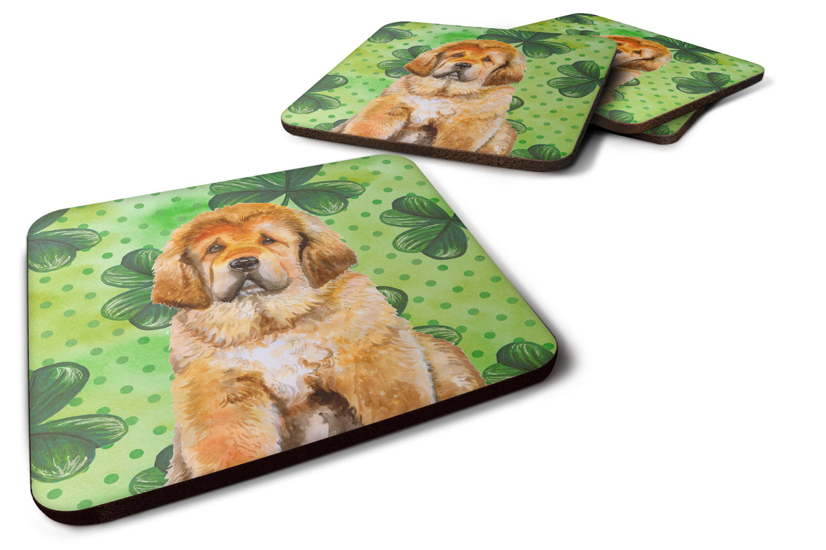 Tibetan Mastiff St Patrick&#39;s Foam Coaster Set of 4 BB9895FC - the-store.com