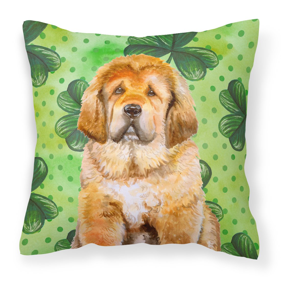 Tibetan Mastiff St Patrick's Fabric Decorative Pillow BB9895PW1818 by Caroline's Treasures