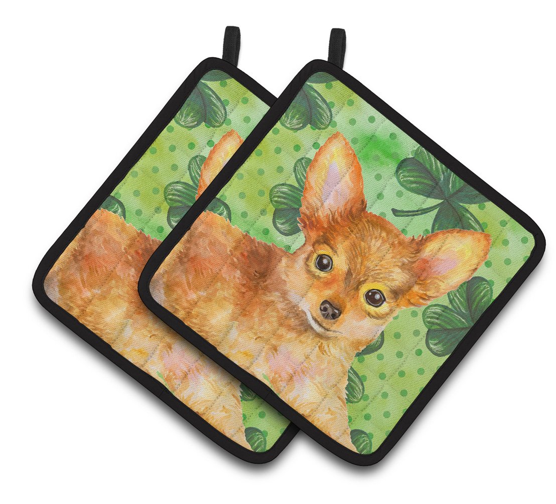 Toy Terrier St Patrick&#39;s Pair of Pot Holders BB9896PTHD by Caroline&#39;s Treasures