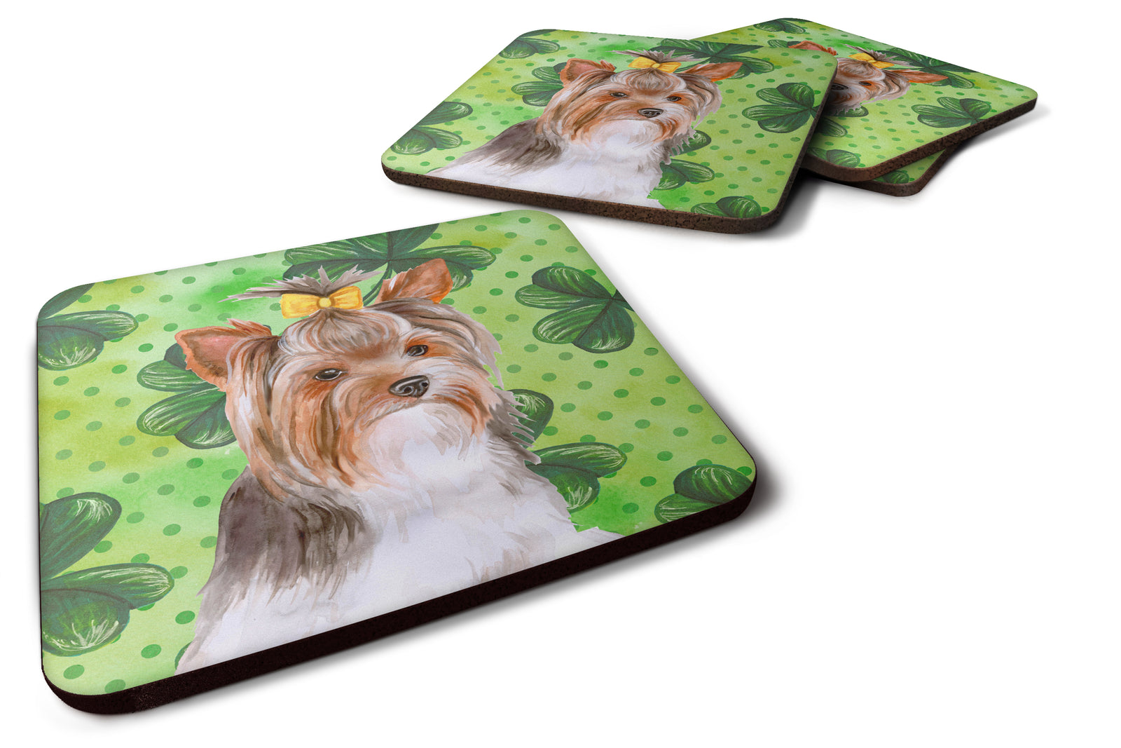 Yorkshire Terrier #2 St Patrick's Foam Coaster Set of 4 BB9897FC - the-store.com