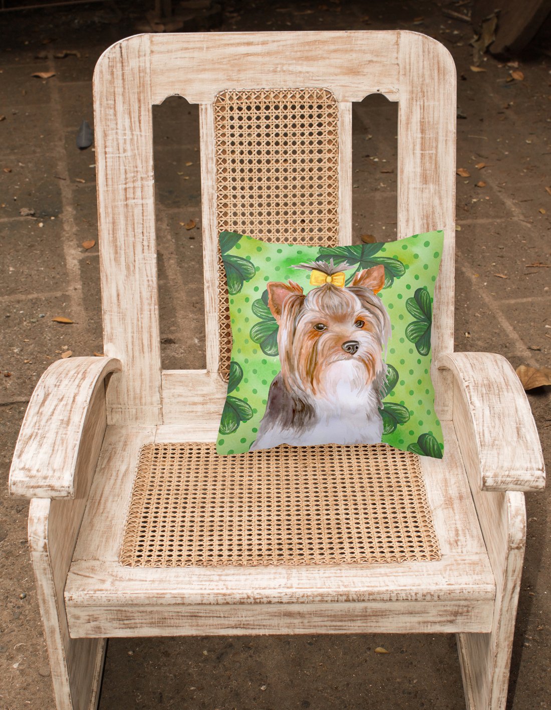 Yorkshire Terrier #2 St Patrick's Fabric Decorative Pillow BB9897PW1818 by Caroline's Treasures