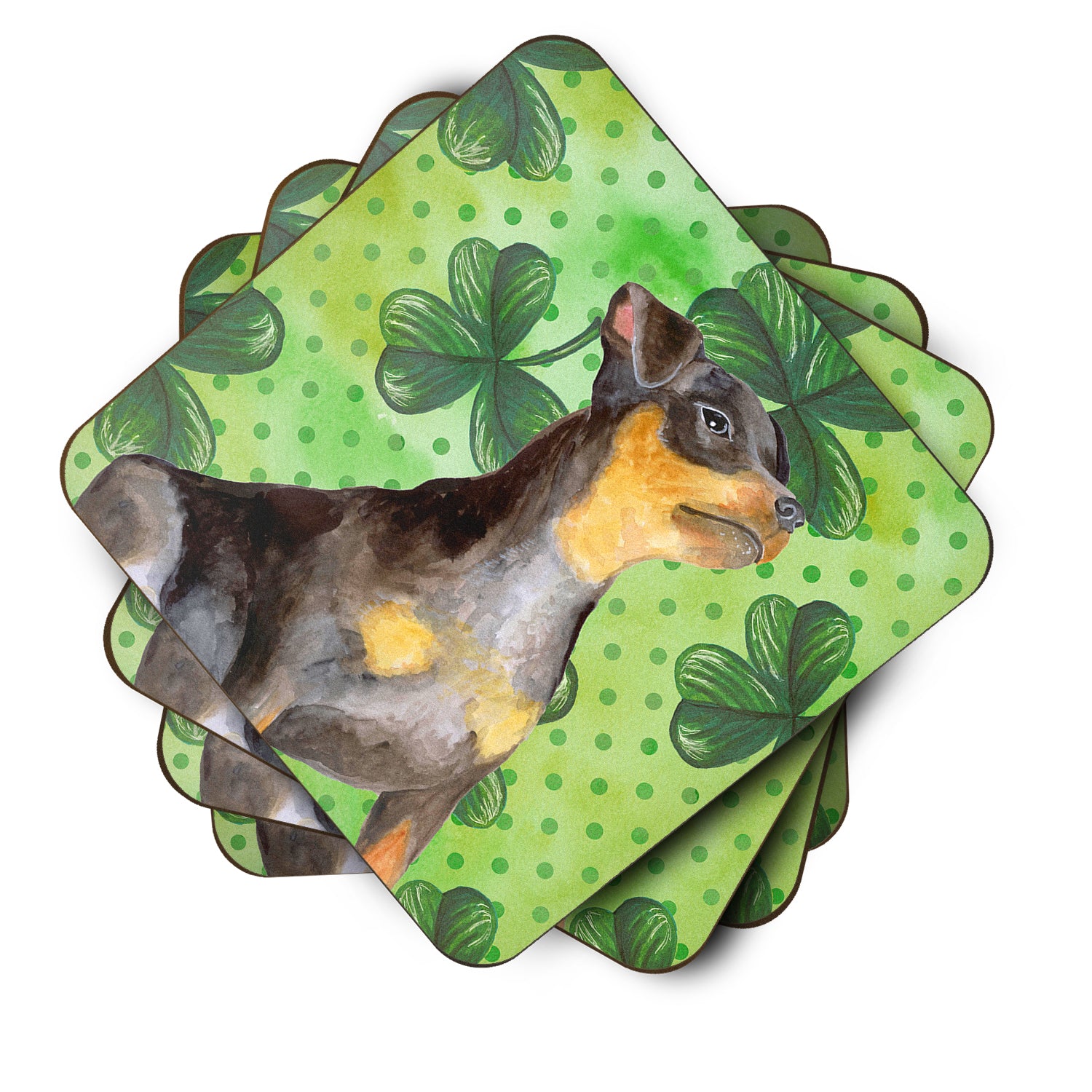 Miniature Pinscher #2 St Patrick's Foam Coaster Set of 4 BB9898FC - the-store.com