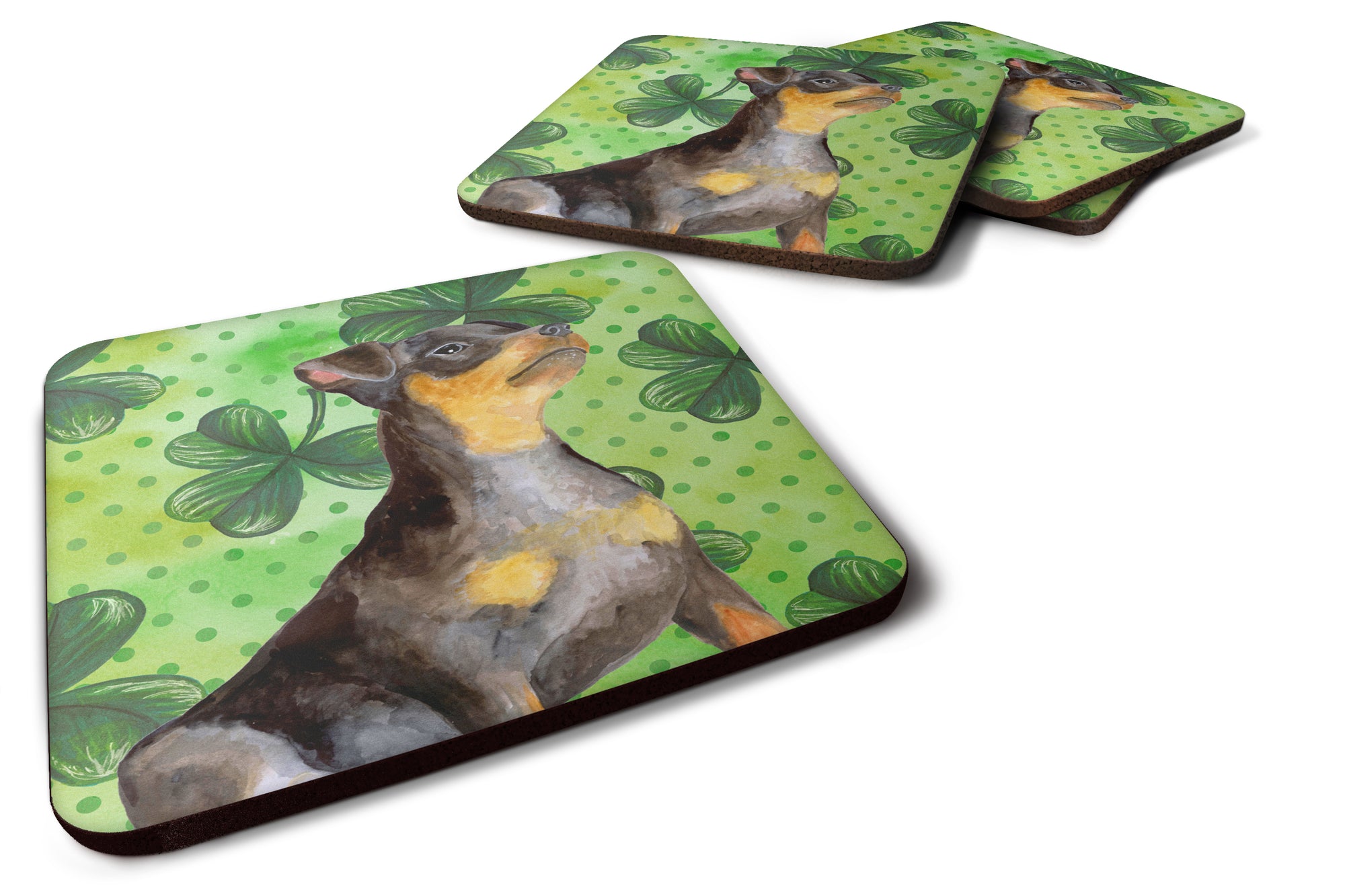 Miniature Pinscher #2 St Patrick's Foam Coaster Set of 4 BB9898FC - the-store.com