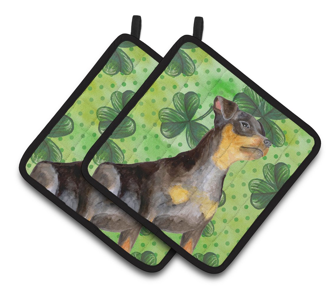 Miniature Pinscher #2 St Patrick's Pair of Pot Holders BB9898PTHD by Caroline's Treasures