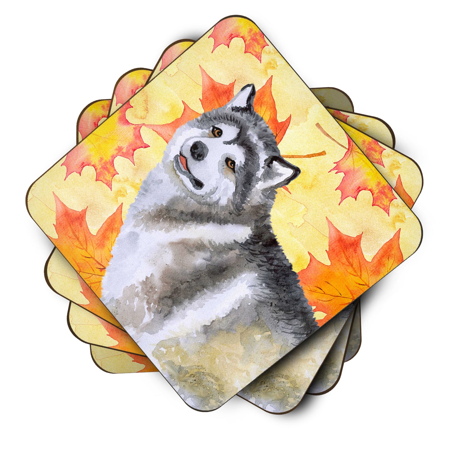 Alaskan Malamute Fall Foam Coaster Set of 4 BB9899FC - the-store.com